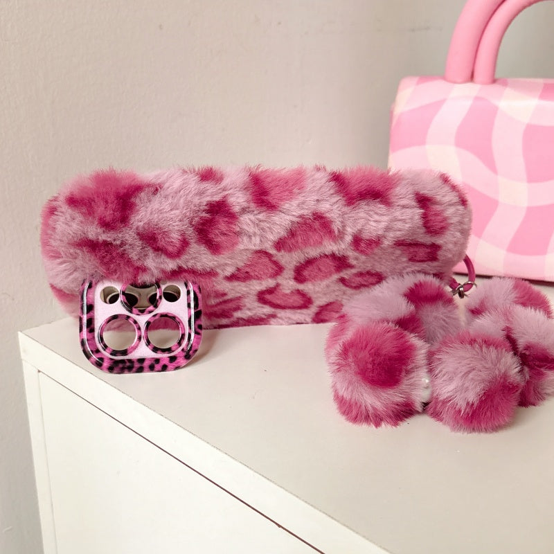 Wild & Chic!Brown Leopard Print Plush iPhone Case With Free Wristlet