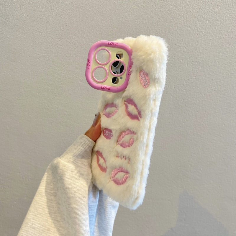 White Multi-Lips Plush iPhone Case