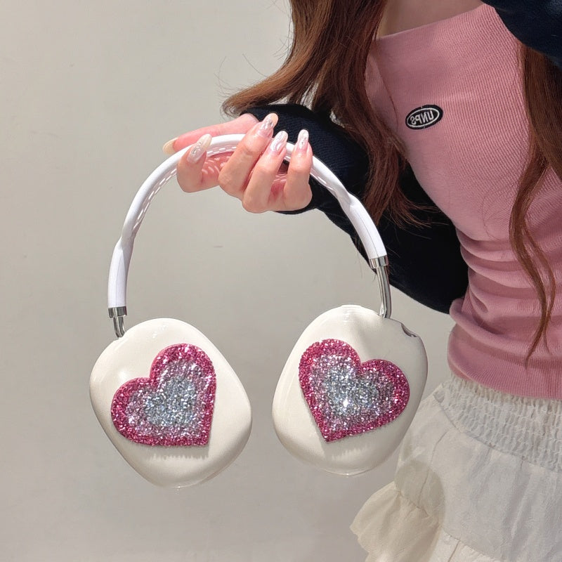 Sparkling Heart Transparent AirPods Max Case