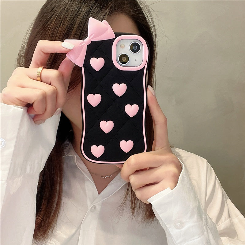 Black iPhone Case With Bow And Heart