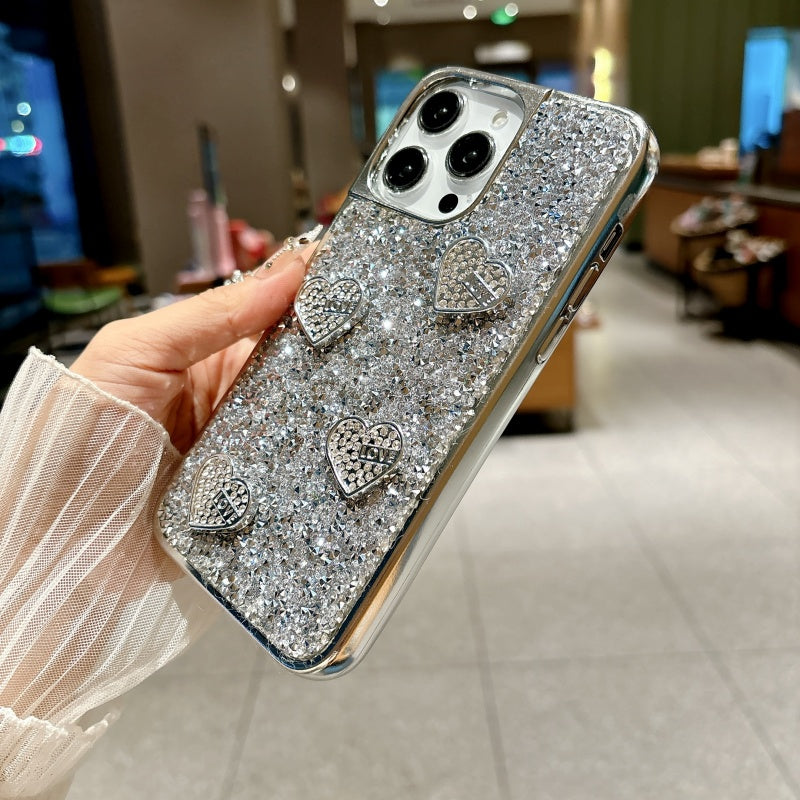 Black Shiny Metallic Love iPhone Case