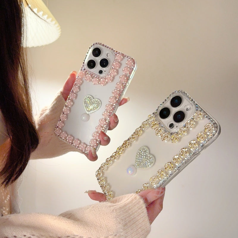 Bloom With Love!Flowers & Heart Pearl iPhone Case