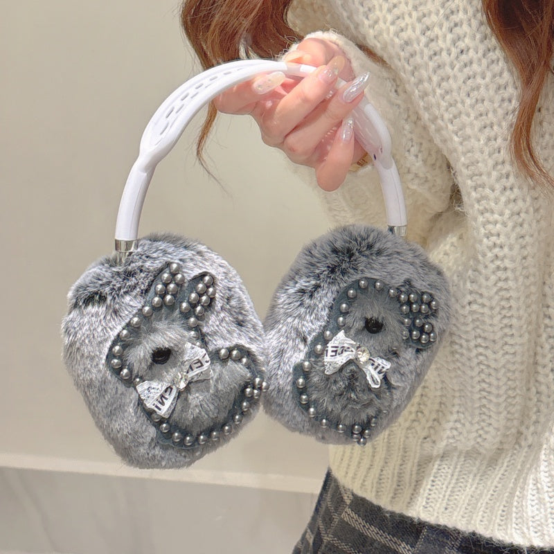 Pearl Bunny Plush Gray AirPods Max Case