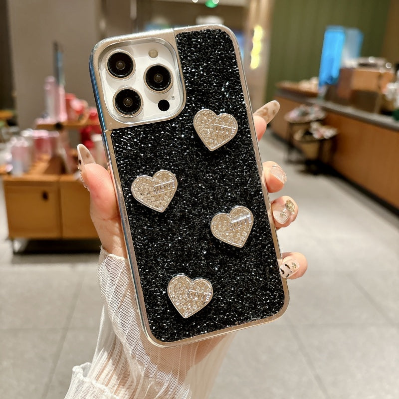 Black Shiny Metallic Love iPhone Case