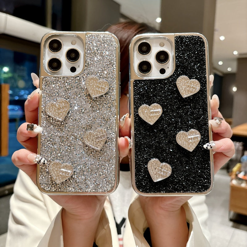 Black Shiny Metallic Love iPhone Case