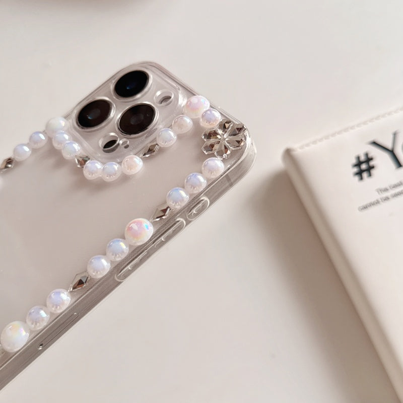 Elegant Pearl Heart Mirror iPhone Case