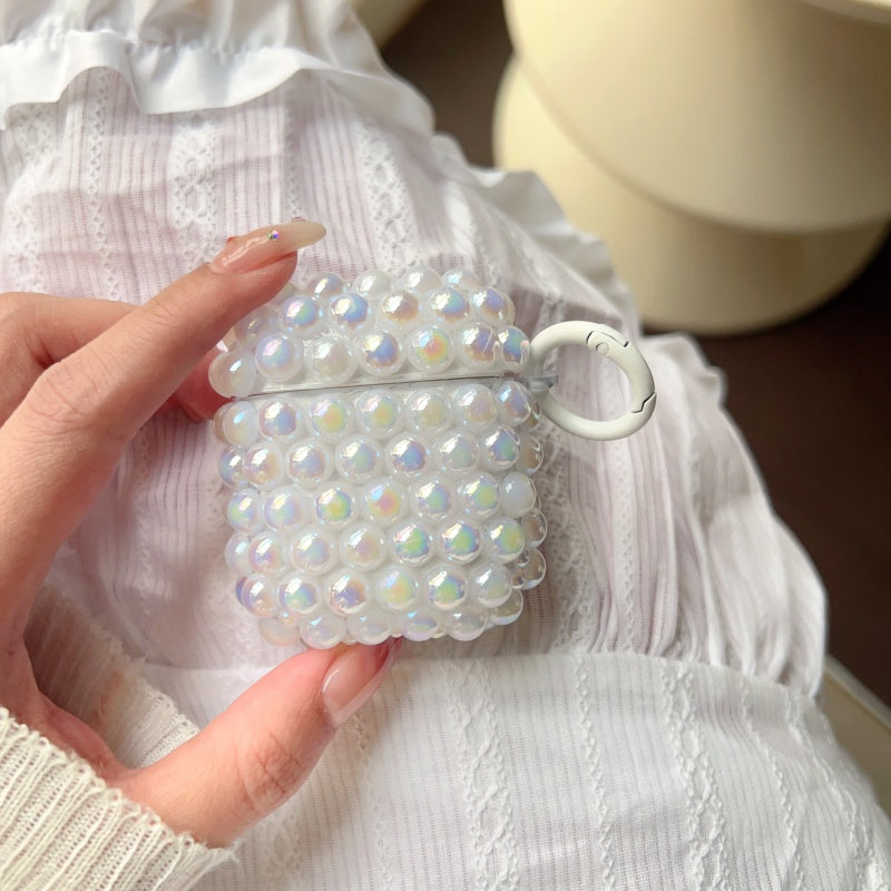 White Shimmering Pearl AirPods Case With Ring