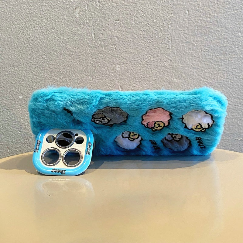 Cloud-Like Softness!Light Pink Plush Sheep iPhone Case