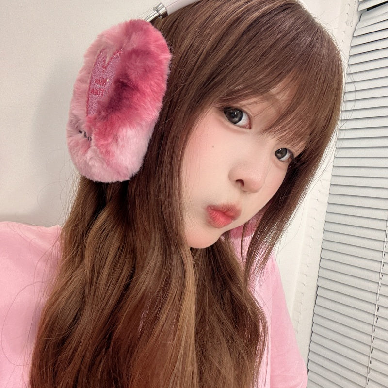 Glitter Heart Plush Gray AirPods Max Case