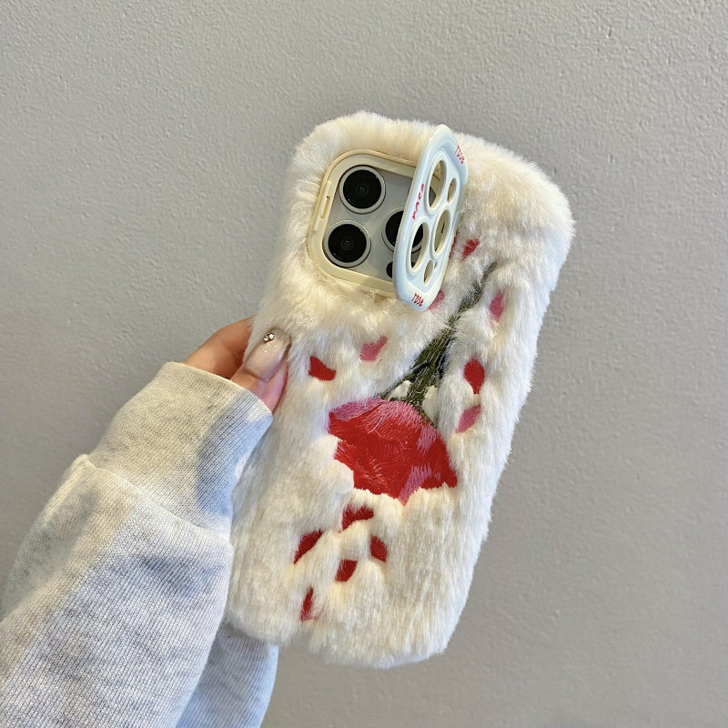 Fuzzy Floral Rose Pink iPhone Case