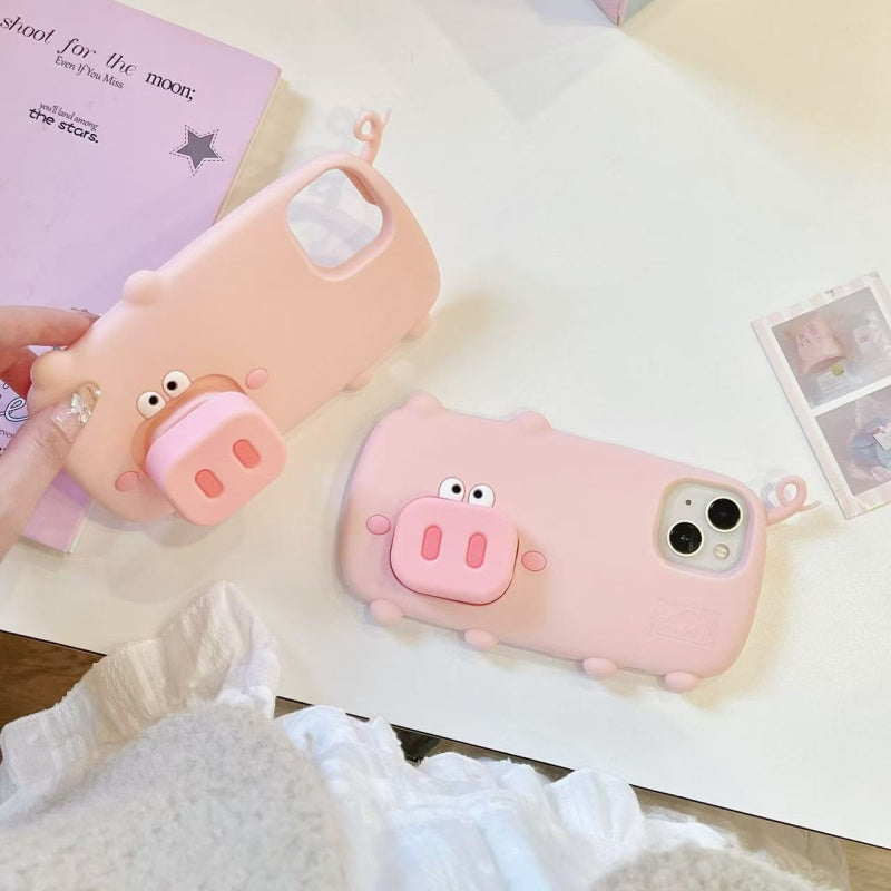 Adorable Free-range Pig iPhone Case With Stand