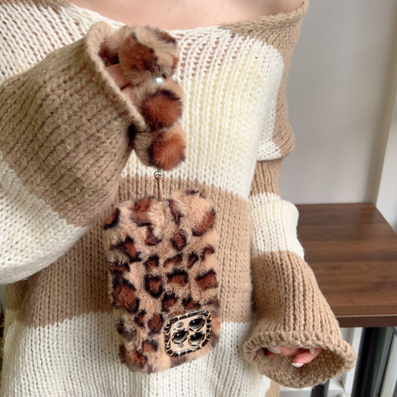 Wild & Chic!Hot Pink Leopard Print Plush iPhone Case With Free Wristlet