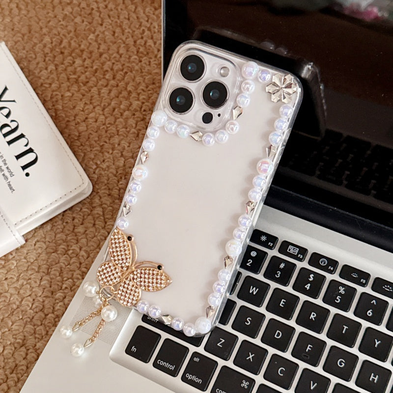 Elegant Pearl Heart Mirror iPhone Case