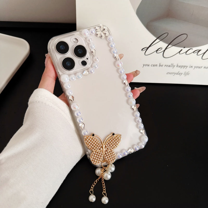 Elegant Pearl Heart Mirror iPhone Case