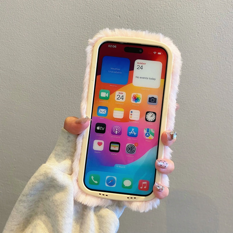 Cloud-Like Softness!Blue Plush Lamb iPhone Case
