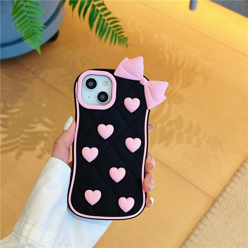 Black iPhone Case With Bow And Heart