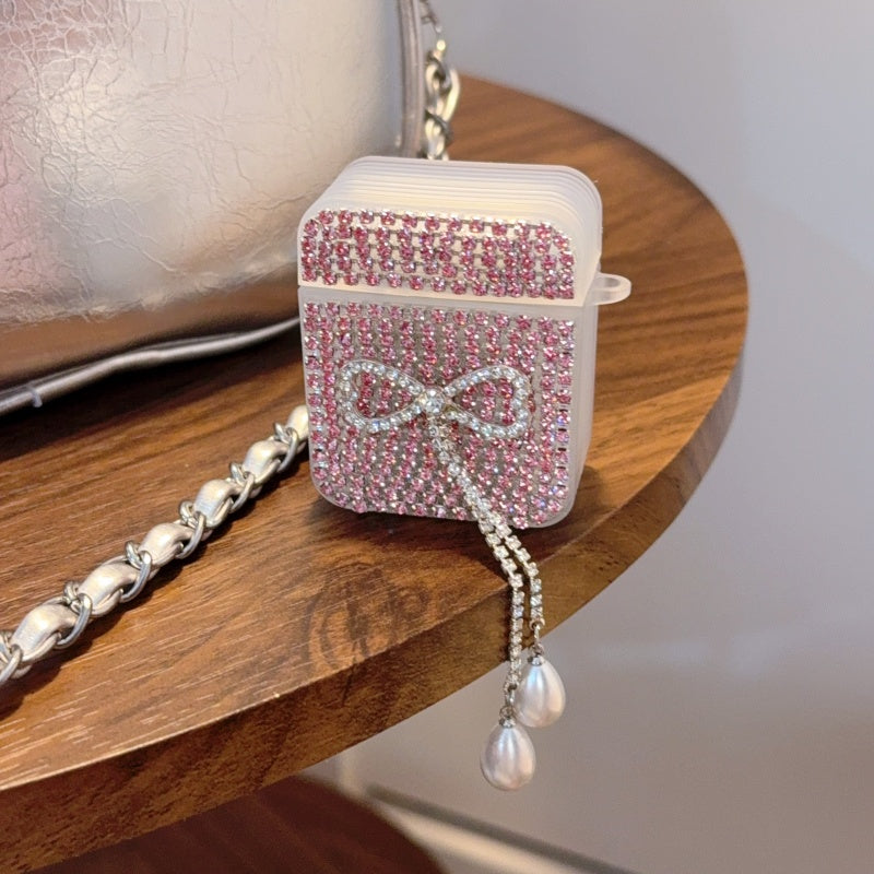 Teardrop Rhinestone Bow AirPods Case