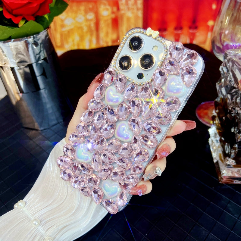 Glittering Large Rhinestones Heart iPhone Case