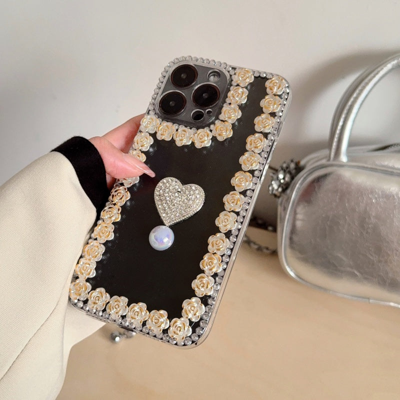 Bloom With Love!Flowers & Heart Pearl iPhone Case