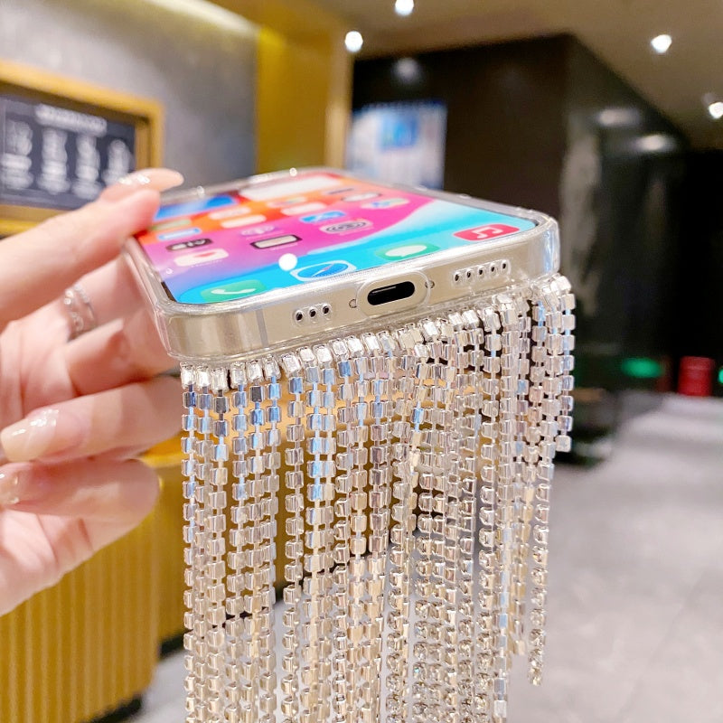 Glittering Rhinestones Chain Fringe iPhone Case