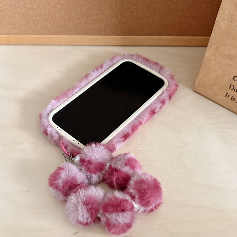 Wild & Chic!Brown Leopard Print Plush iPhone Case With Free Wristlet
