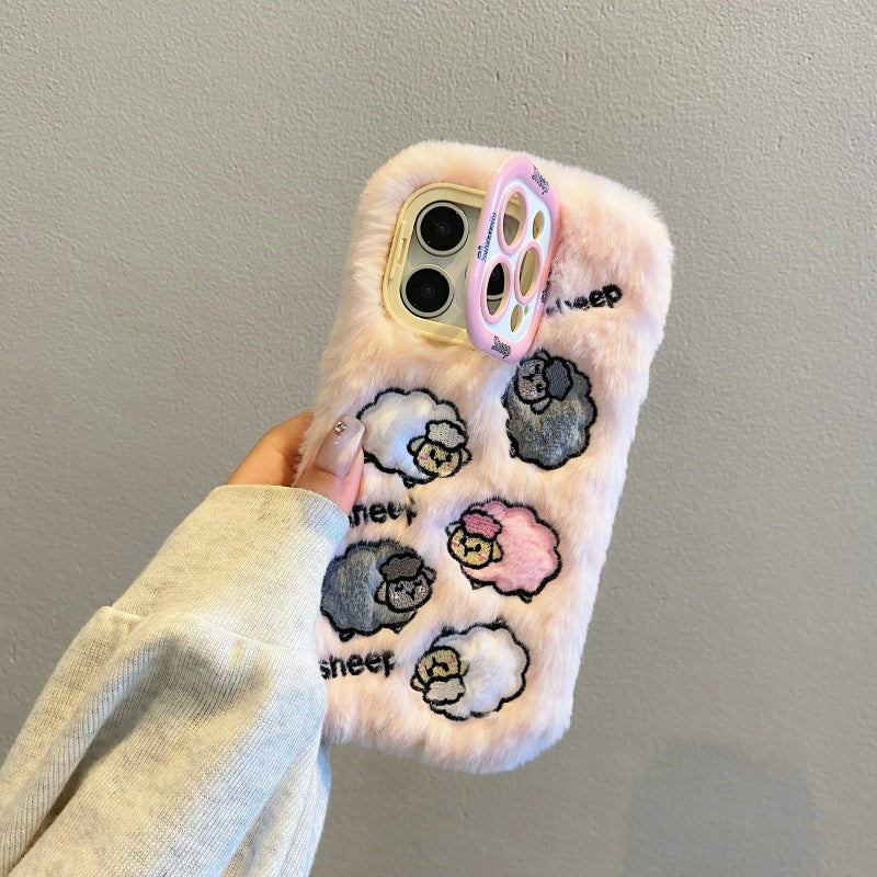 Cloud-Like Softness!Blue Plush Lamb iPhone Case