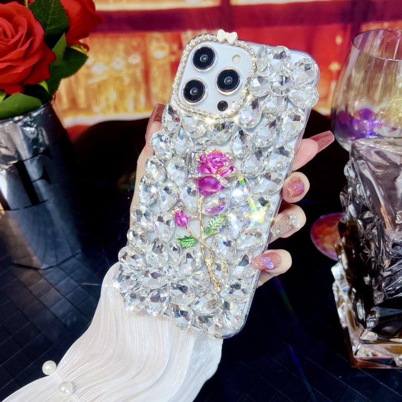 Sparkling Large Rhinestones Rose iPhone Case