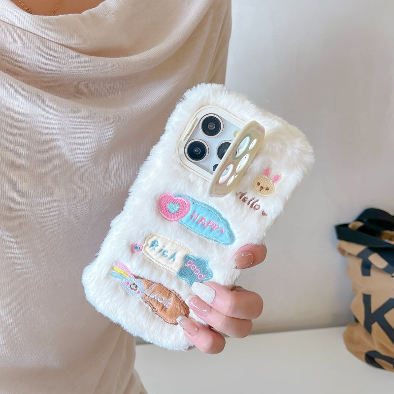 Joy & Fortune Lucky Fuzzy White iPhone Case