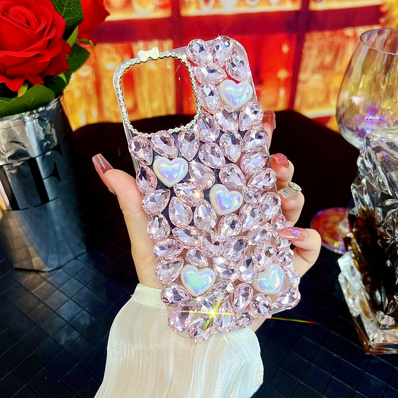 Glittering Large Rhinestones Heart iPhone Case