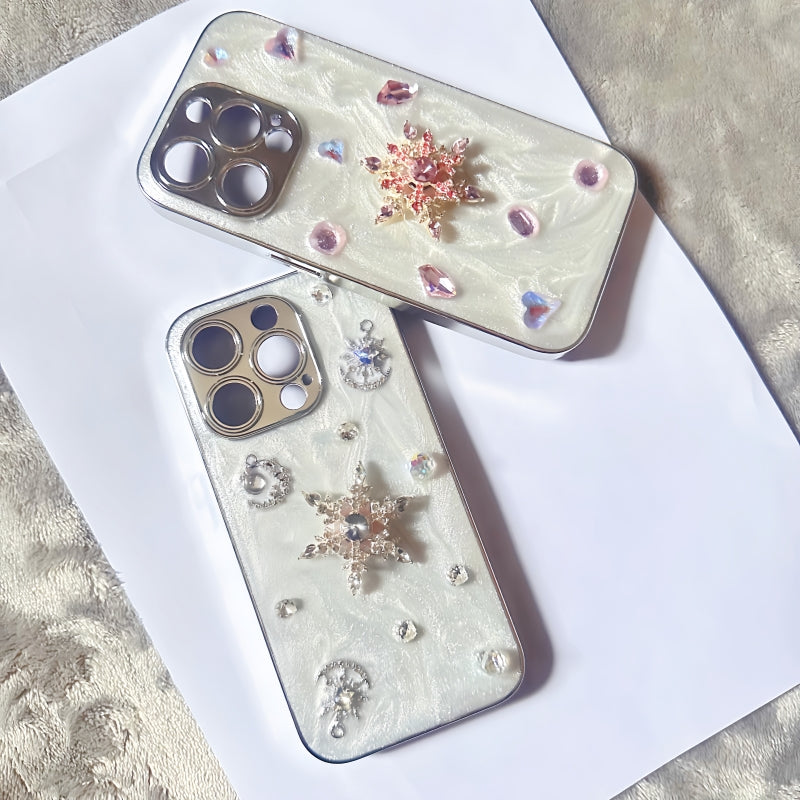 Rotatable Snowflake Diamond Glittering iPhone Case