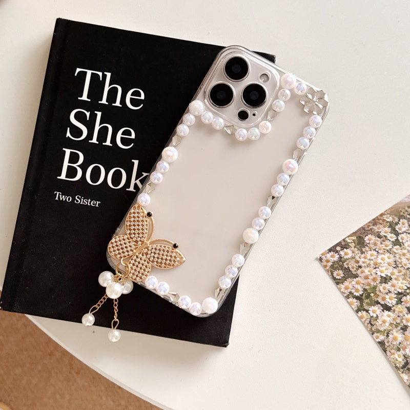 Elegant Pearl Heart Mirror iPhone Case