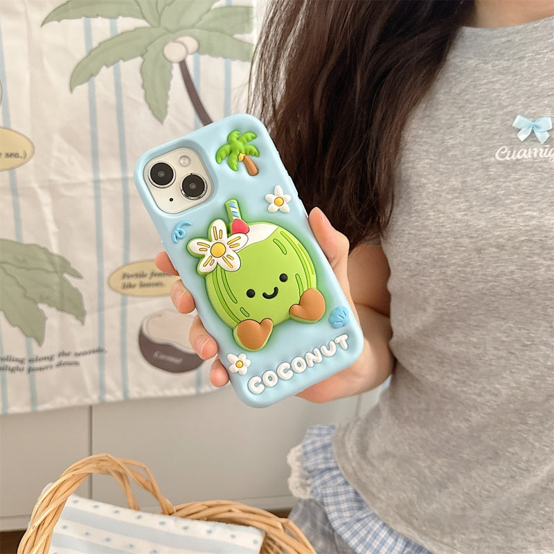Cute 3D Coconut Stand iPhone Case