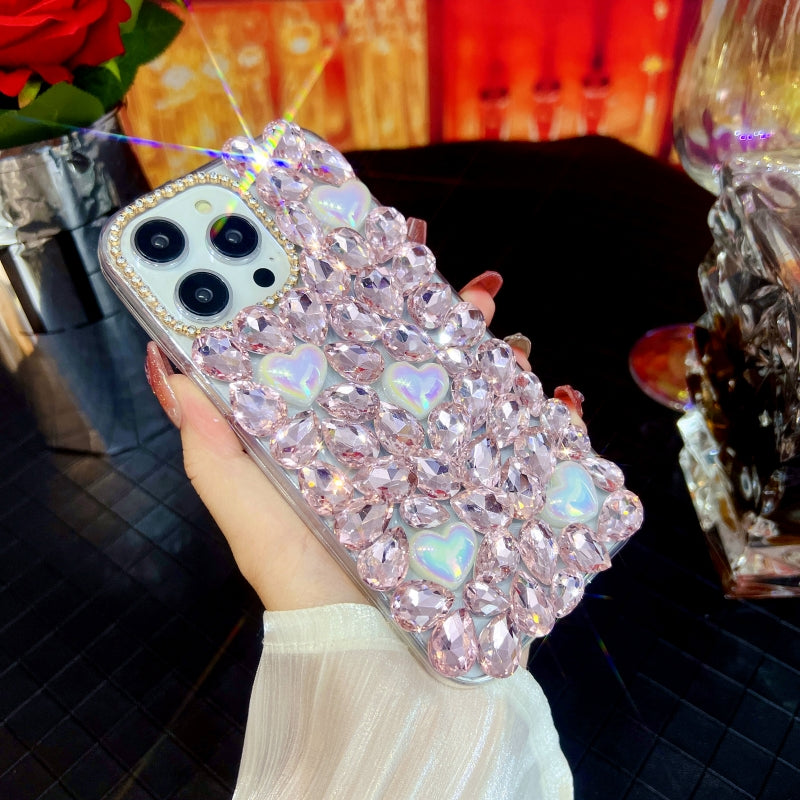 Glittering Large Rhinestones Heart iPhone Case