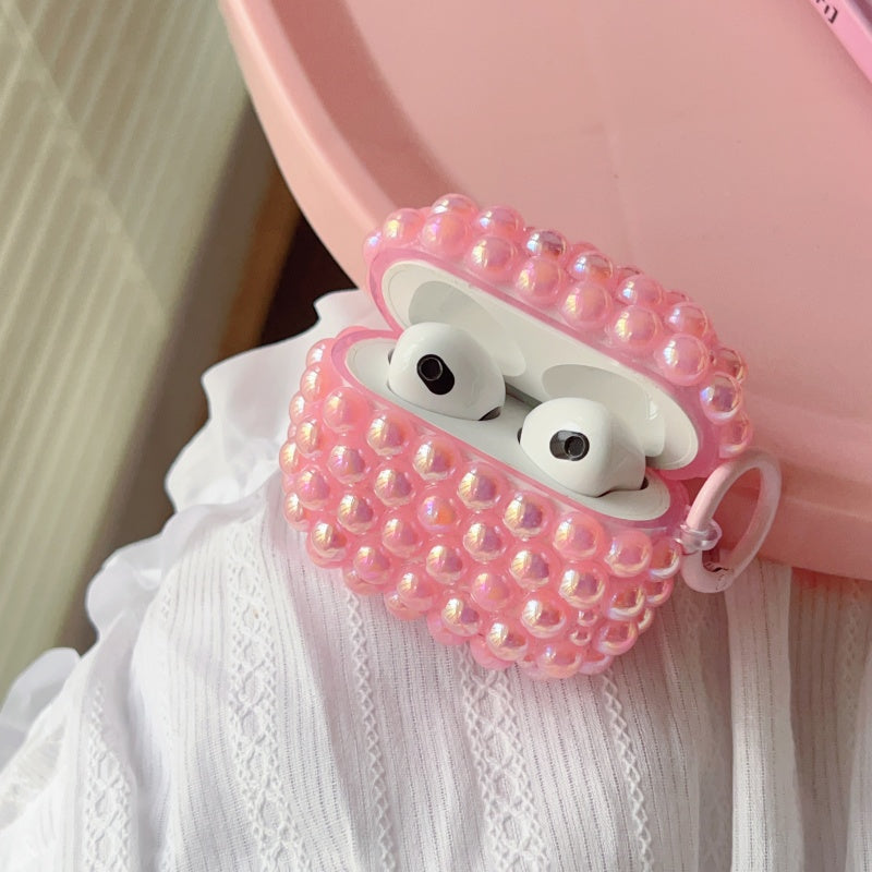 Pink Shimmering Pearl AirPods Case With Ring