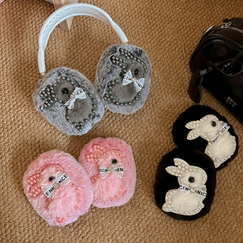 Pearl Bunny Plush Gray AirPods Max Case