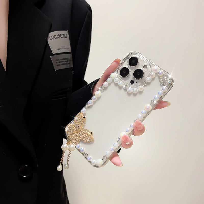 Elegant Pearl Heart Mirror iPhone Case