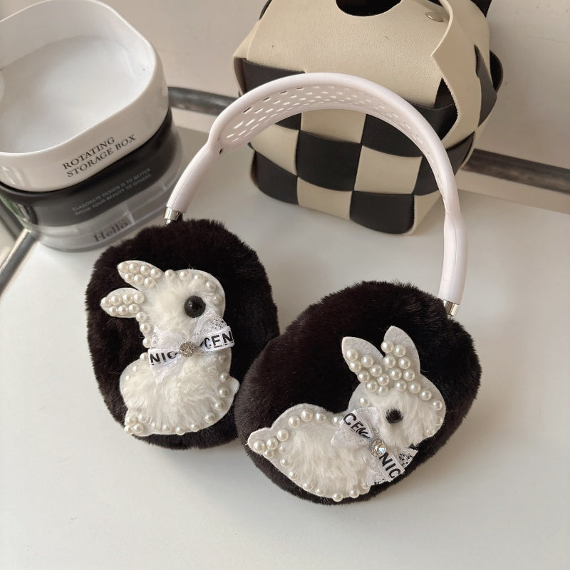 Pearl Bunny Plush Gray AirPods Max Case