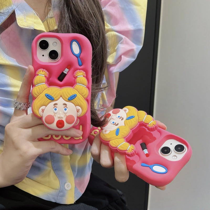 Lipstick Makeup Girl Stand Hot Pink iPhone Case
