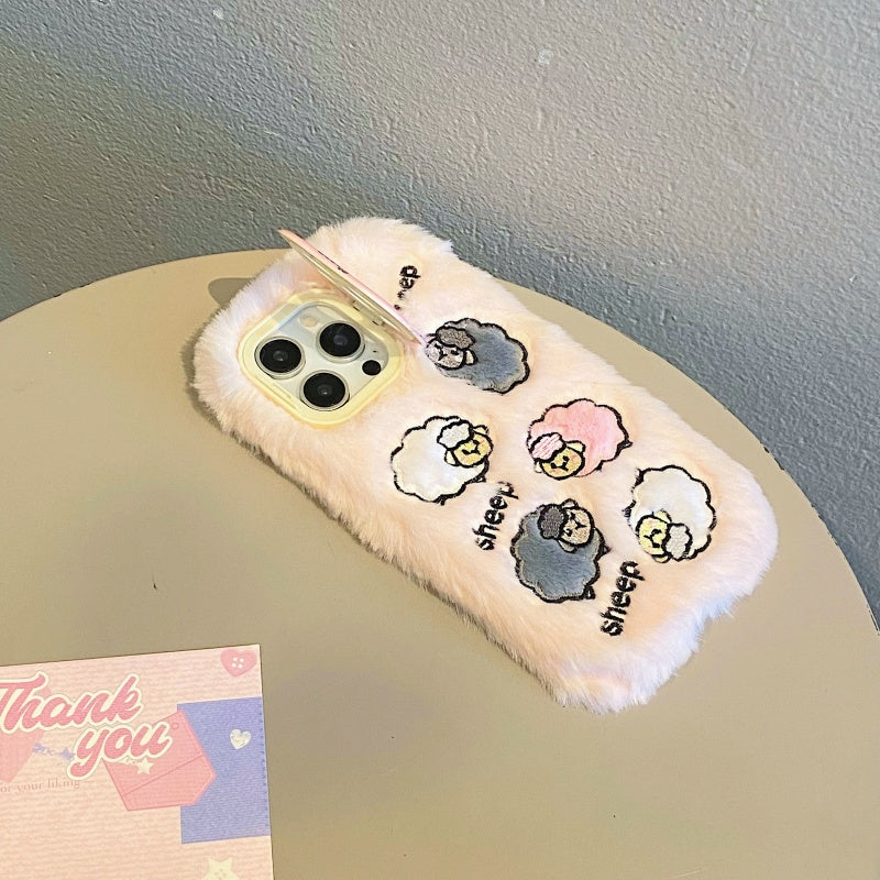 Cloud-Like Softness!Blue Plush Lamb iPhone Case
