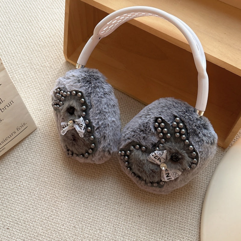 Pearl Bunny Plush Gray AirPods Max Case