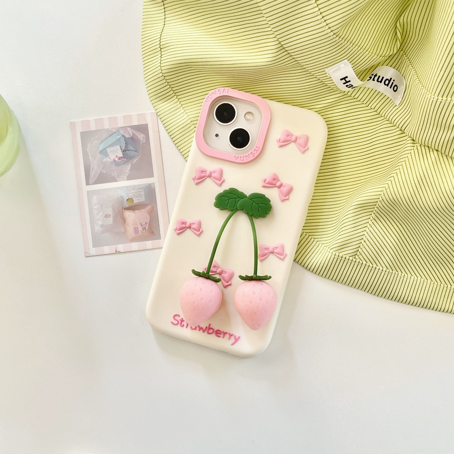 Pink Strawberry iPhone Case with Pendant