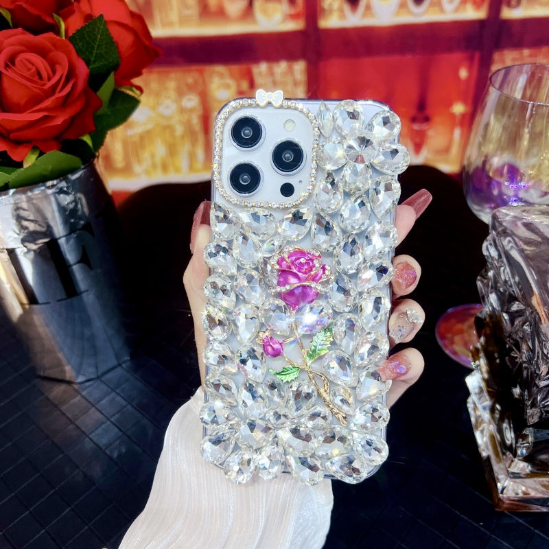 Sparkling Large Rhinestones Rose iPhone Case