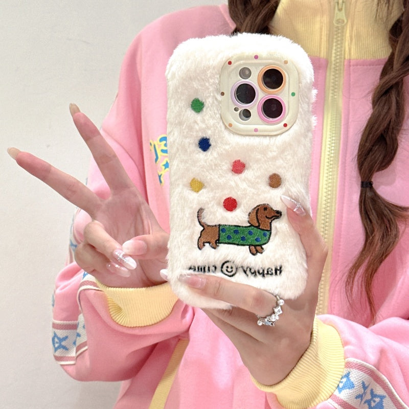 Sausage Dog Plush White iPhone Case