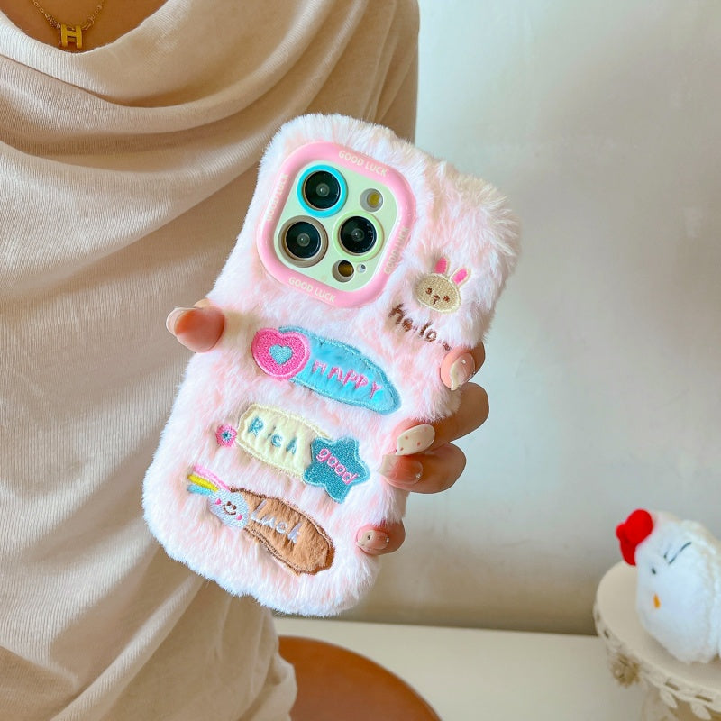 Joy & Fortune Lucky Fuzzy White iPhone Case