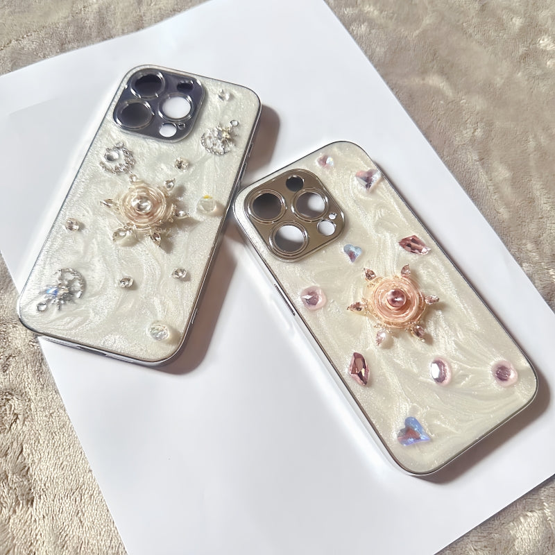 Rotatable Snowflake Diamond Glittering iPhone Case
