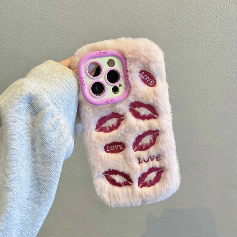 White Multi-Lips Plush iPhone Case