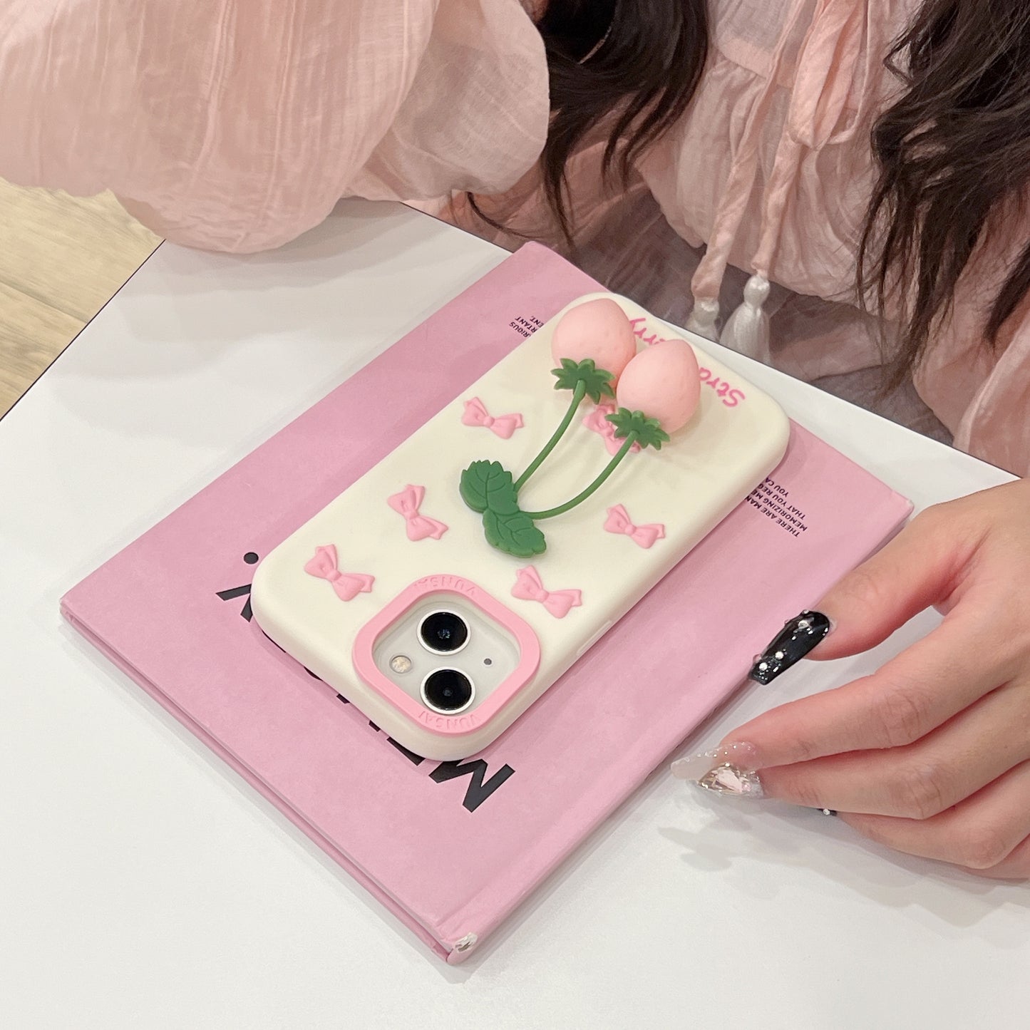 Pink Strawberry iPhone Case with Pendant