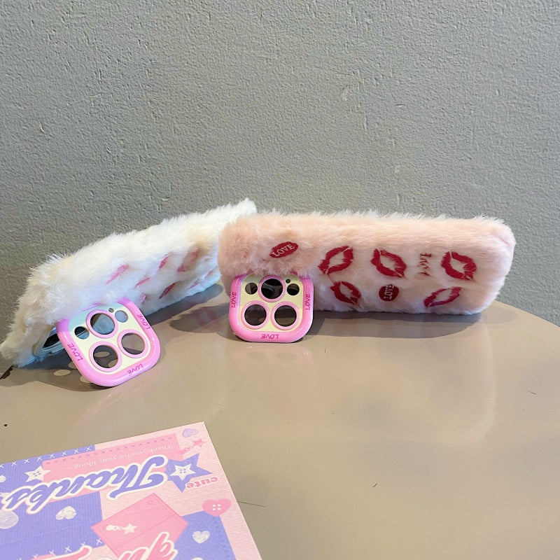 White Multi-Lips Plush iPhone Case