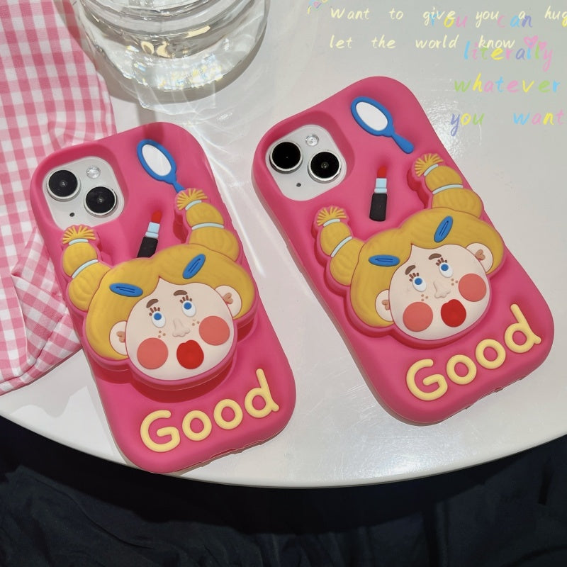 Lipstick Makeup Girl Stand Hot Pink iPhone Case