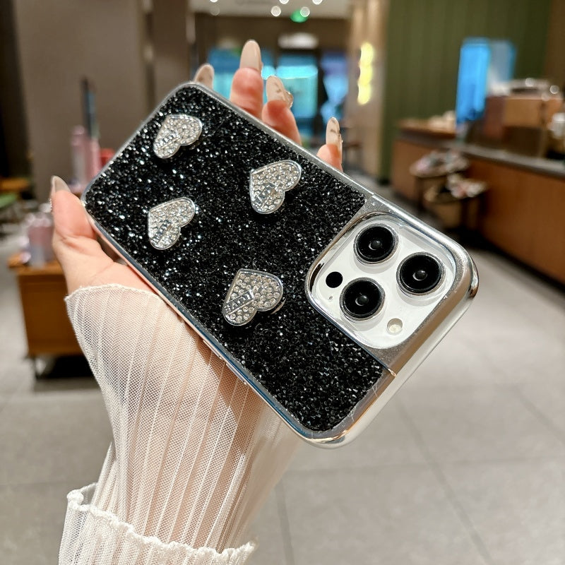 Black Shiny Metallic Love iPhone Case